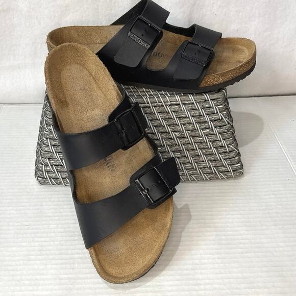 Birkenstock Arizona Birko-Flor Unisex Sandals Narrow Fit in Black,.EU43 M10 W12 - Picture 1 of 9